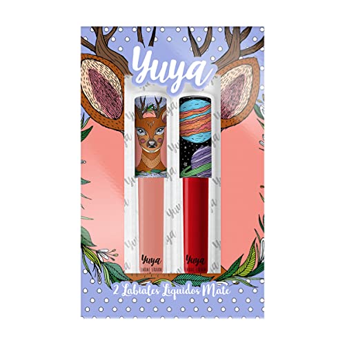 Yuya Cosmetics Republics Set of 2 Bonita Liquid Lipsticks with Exclusive Distinctive Design on Cap, Sleek Matte Finish, Long-Lasting Formula, and Easy to Apply.