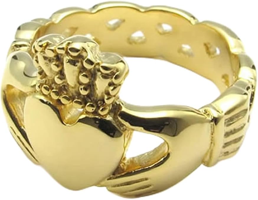 KONOV Stainless Steel Band Celtic Claddagh Heart Crown Love Mens Womens Ring - Size 6