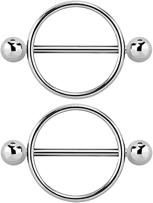 Pierced Owl - Round Steel Nipple Shield with G23 Titanium Ball End Barbells, Sold as a Pair