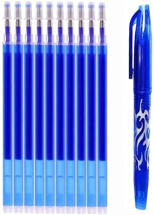 Isı Ile Uçan Silinebilen Refill Kalem Içi Ve Kalem 11 Adet (Mavi)