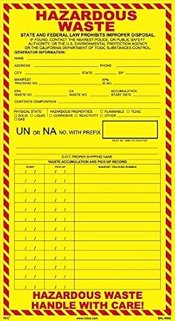 Hazardous Waste Pickup Label 6" x 11" (Pack of 25) (PN: SHL-0006-VN-0611)