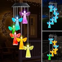 MorTime 28" LED Solar Wind Chime, Color Changing Solar Angel Wind Chimes Mobile Hanging Wind Chime for OutsideHome Garden Decoration