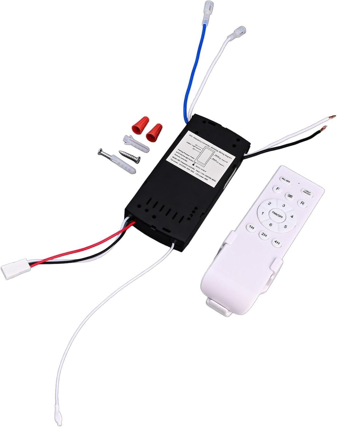 Frequency Conversion Ceiling Fan Remote Control Kit, 1-6 Speed Light Receiver Controller, 90-265V Wide Voltage, 30m Long for Range, Home Office(English version)