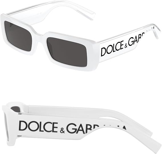 DOLCE & GABBANA DG6187 Rectangle Shape Lettering Logo Sunglasses with Luxury Eyewear Kit