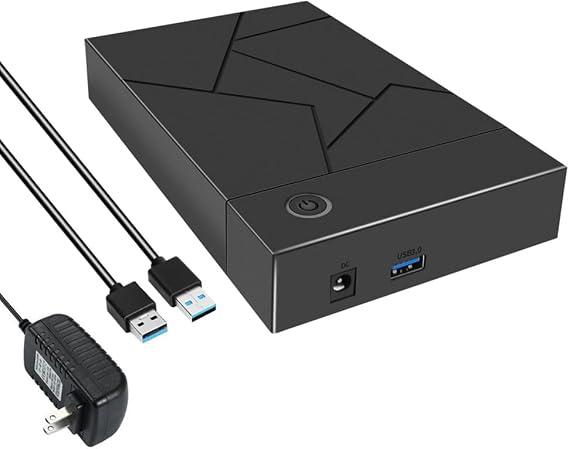 3.5 Inch HDD Enclosure USB 3.0 to SATA Hard Drive Case SSD Enclosure External Solid State Hard Drive Disk Box-US Plug Easy Install, Black, 500406294A2
