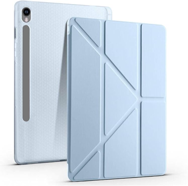Galaxy Tab S10 lite/S10 Fe / S9 FE 10,9 SM-510 SM-710 Sm-X520 için Uyumlu Kılıf Tri Folding Kalem Bölmeli Standlı Kabak (Mavi)