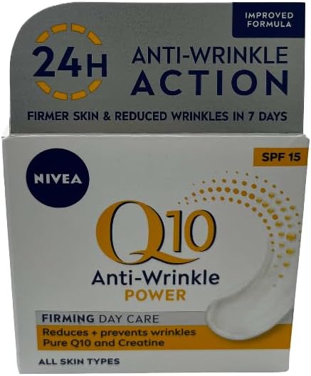NIVEA Q10 Power Anti-Wrinkle Firming Day Care SPF 15, 50 ml Provides Uva Protection, Enhancing the Appearance of Wrinkles and Reducing Their Visibility, Making It Suitable for Sensitive Skin
