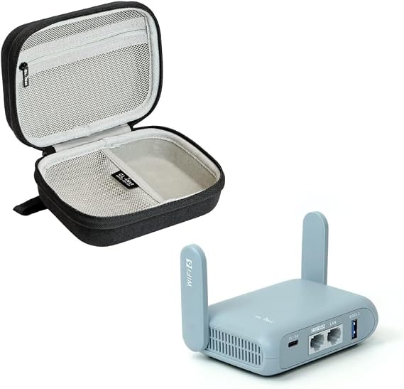 Gadget Organizer Case (Black) & GL.iNet GL-MT3000 (Beryl AX) Pocket-Sized Wi-Fi 6 AX3000 Wireless Travel Gigabit Router