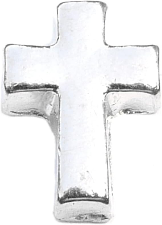 Simple Silvertone Cross Floating Locket Charm H9851