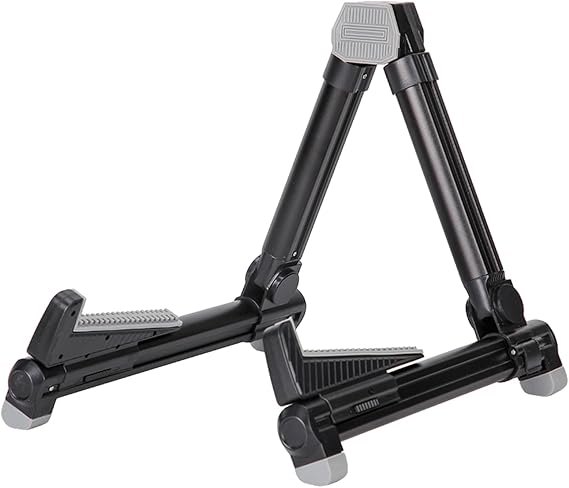 Travel Guitar Stand, Acoustic Electric Guitar Floor Stand, A Frame Foldable Lightweight Guitar Holder Adjustable for Bass, Cello, Mandolin, Banjo, Ukulele