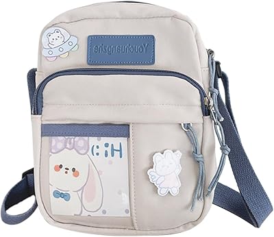 PORRASSO Cute Crossbody Bag Women Shoulder Bag with Doll Pendant Nylon Messenger Bag