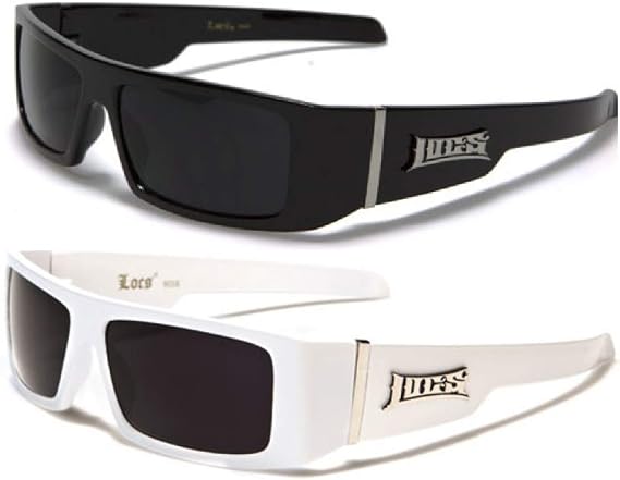 Locs Gangsta Sunglasses Various Combos 58 Style (2 Pack White Plain and Black Plain)