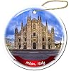 Fhdang Decor Milan Italy Christmas Ornament Porcelain Double-Sided Ceramic Ornament,3 Inches