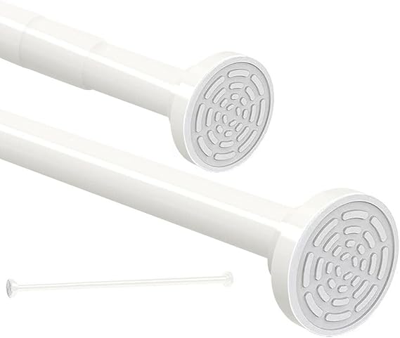 Extendable Shower Curtain Pole 50-130CM Stainless Steel No Drill Curtain Pole, Door Shower Curtain Rail Tension Rod, for Wardrobe Curtain Kitchen