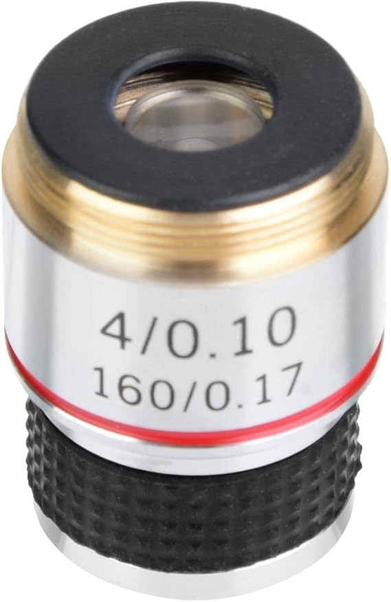 Microscope Lens,4X 185 Biological Microscope Achromatic Objectives Lens 160mm / 6.3inch 555cm Eliminate Unwanted Reflections
