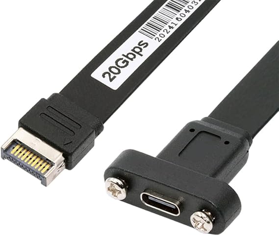 USB 3.2 20Pin Type-E IDC Front Panel Header to USB-C Type-C Female Extension Cable 20Gbps with Panel Mount Screw