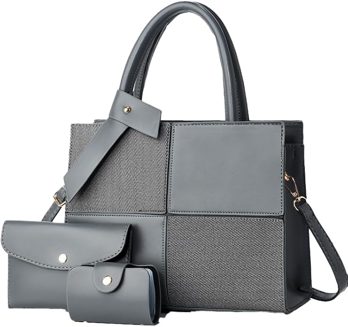 Large Capacity Designer Handbag Set for Women with Spliced Design with Built in Wallet
