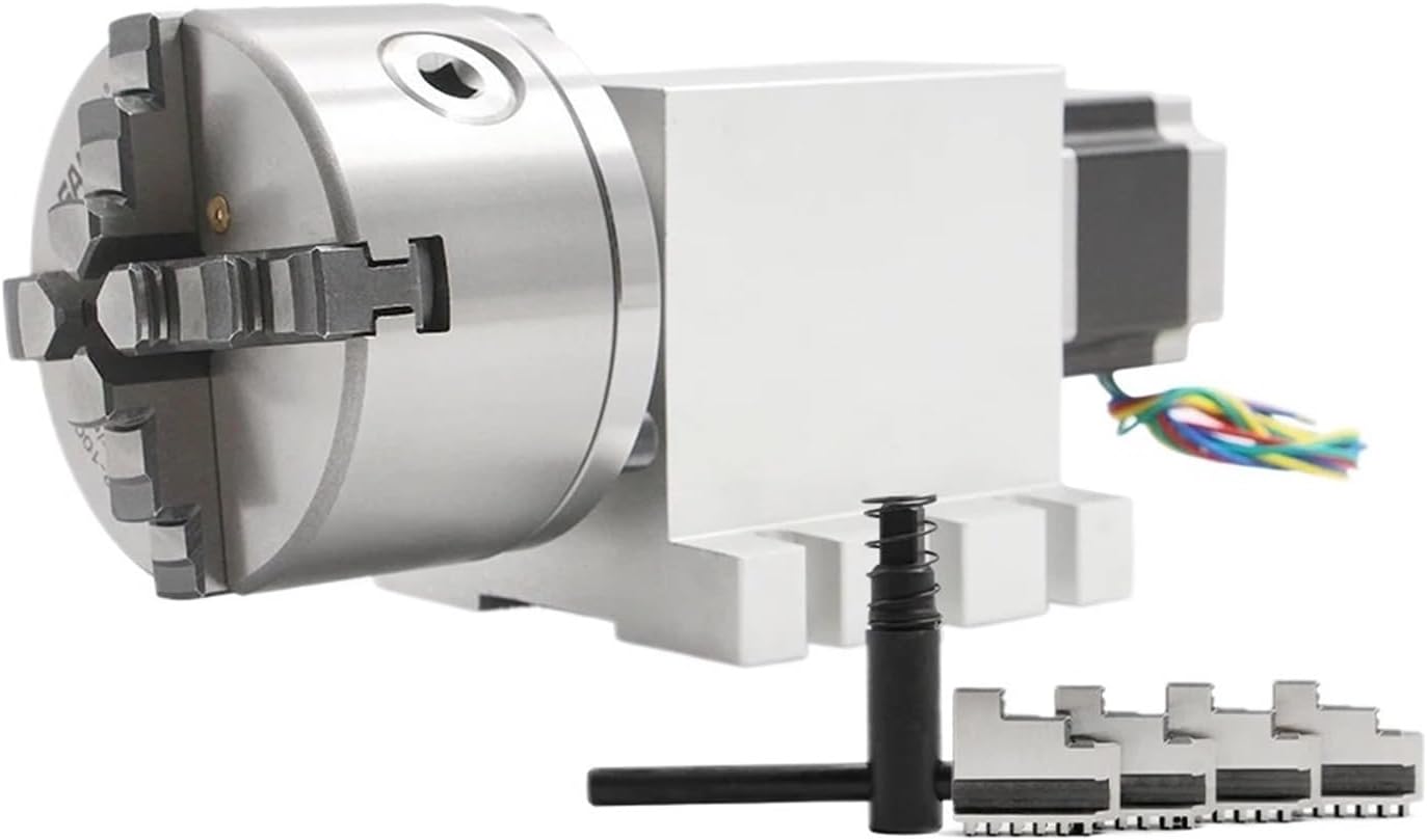 NEMA23 34Jaw 4th Axis 100mm Tailstoc CNC Dividing HeadRotationA axis kit for CNC Machine4 Jaw,50-1