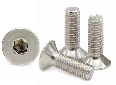 M6 (6mm x 12mm Inc Head) Hex Socket Countersunk Machine Screws - A2 Grade Stainless Steel (Pack of 20)