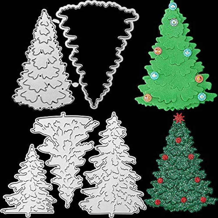 Christmas Tree Metal Die Cuts & Stencils - Pine Tree Cutting Dies for Scrapbook, Card Craft & Festival Decor 5 Pieces