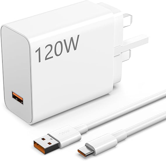 120W USB C charger, Fast Turbo Charger for Xiaomi 15 14 13 12 13T 12T 12s Pro Redmi K80 K70 K60 Pro Redmi Note 12 11 Pro Plus Black Shark 4 5 Poco X5 F4 X With 6.6 ft 6A Type C Cable