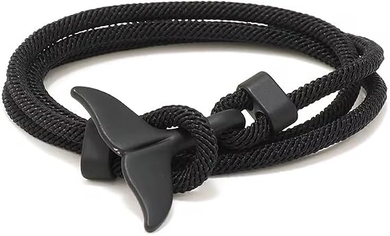 Whale Bracelet with Orca GPS Live Tracking with App Surfer Bracelet with Whale Fin as Pendant Fabric Bracelet Wrap Bracelet Perfect Gifts for Men and Women