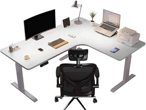 L Sd Electric Height Adjustable Corner Standing Desk - Ergon Sit-Stand Home Office Workstation Space-Saving Stylish Flexible Design for Productivity