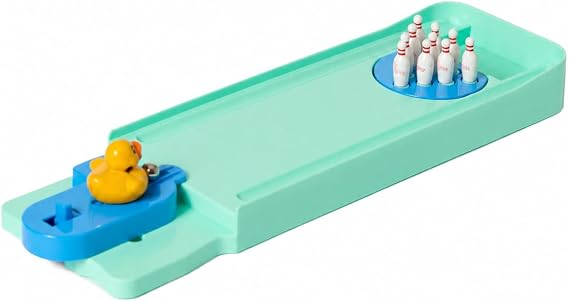 predolo Mini Bowling Set Wooden, Kids Bowling Game for 3+ Year Olds, Portable Desktop Skittles Game, Educational Learning Toy for Family Fun, waterfowl Bowling