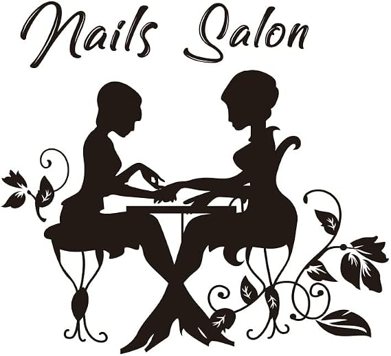 Fashion Girl Nail Salon Wall Decal Removable & Waterproof Sticker Beauty Salon Logo for Store Window or Wall Stylish Manicure Shop Art Vinyl for Salon Decoration AFN01 (Black)