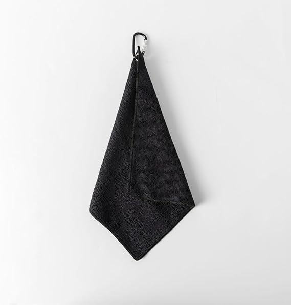 1PCS Golf Towel - Golf Towel with Clip - Microfiber Waffle Towels - Quick-Dry Cleaning - Golf Bag Use (Black, 30×30cm)
