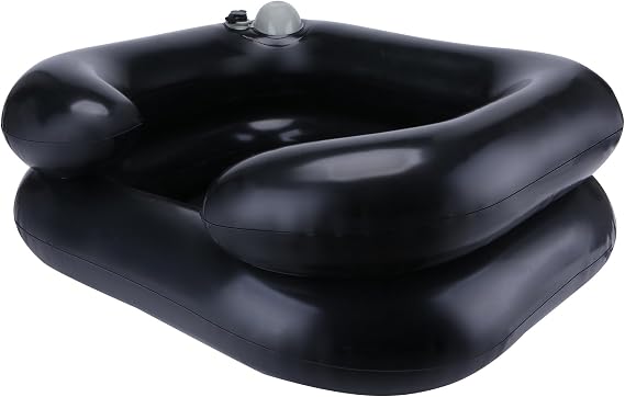 Upgraded Inflatable Hair Washing Basin with Built-in Manual Pressure Inflation, Portable Shampoo Bowl Sink for Hair Washing Station & Elderly, Disabled, Bedridden