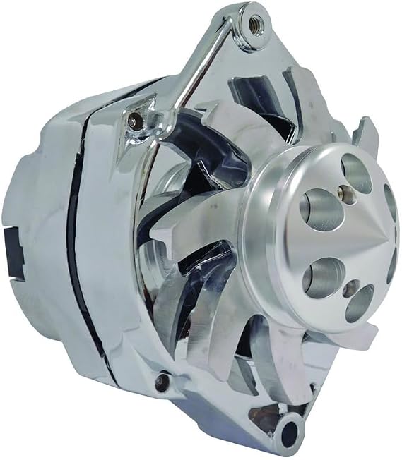 Chrome High Output 200 Amp Alternator for Chevy GM Pontiac Olds Cady Holden BBC SBC Hotrod 3 Three Wire Custom Billet Pulley & Fan 200A