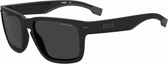 Boss HUGO Unisex Sunglasses, Matte Black Grey/Dark Grey, 57/18/140