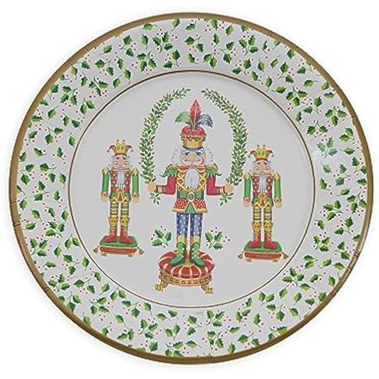 Caspari Nutcracker Christmas Dinner Plates - 8 Per Package