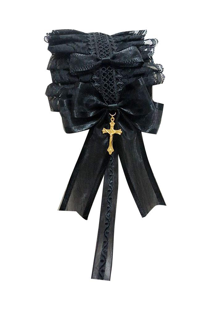 Lolita Headband Black for Women Hair Accessory Gothic Lace Headpieces Maid Costume Headdress Black Cross