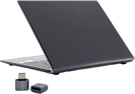 Huawei MateBook 14 Kılıf Uyumlu Kristal Parlak Şeffaf Sert Hard Case İnce Hafif Çizilme Koruma 2018-2020 14 inç Siyah