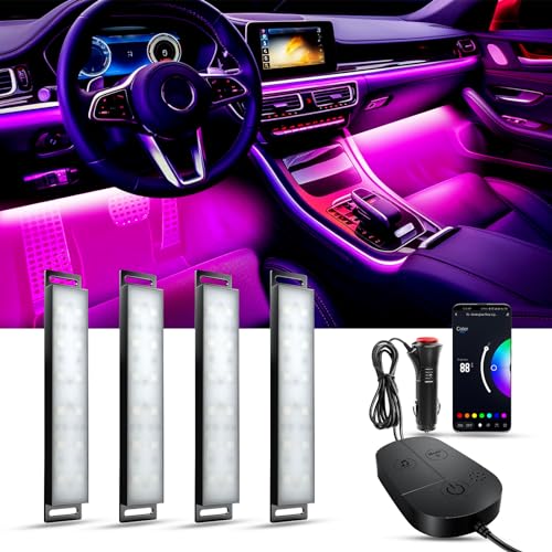 YiLaie Interior Car Lights Smart Car LED Lights with App Control Music Sync Color Changing RGB LED Lights Bar for Car Interior Lighting with Charger DC 12V Car Accessory for Women Men, Hard Lights Bar