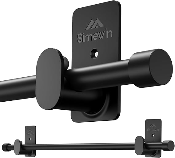 SIMEWIN Curtain Rods No Drilling for Windows 30 to 45 Inches, 5/8 Inch Diameter No Drill Small Curtain Rod Set with 3M Adhesive Brackets, Black