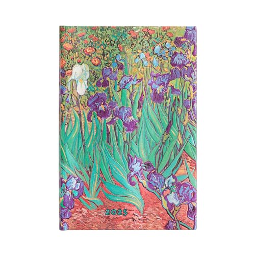 Paperblanks Van Goghs Irises Mini Horizontal 12 Month Calendar 2025 Elastic Band Closure
