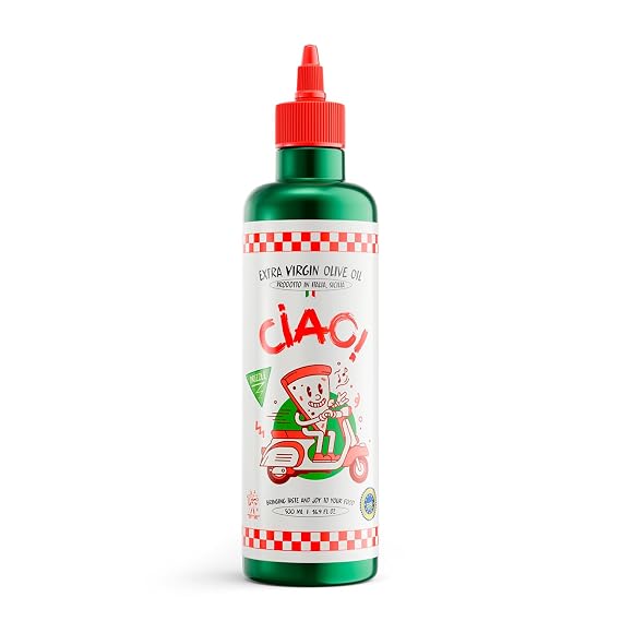 CIAO Sicilian Extra Virgin Olive Oil First Cold-Pressed, High Polyphenol, Organic, Authentic Flavor, 16.9 Fl Oz