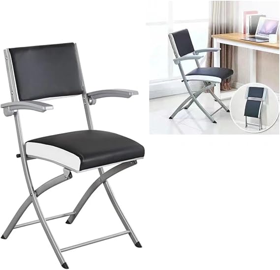 Metal Folding Chair,PU Leather Padded Foldable Chair,Premium Folding Stool with Armrest,Office Chair with Steel Frame,Kitchen Dining Chair for Livingroom, 16.515.737.4in