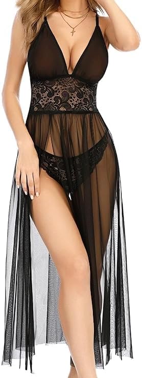 Women Lace Maxi Sleepwear, Perfect for Special Nightwear Honeymoon Free Size