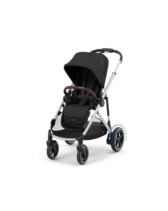 Cybex e-Gazelle S Electronic Assist Stroller Gazelle S Single-to-Double Electric Stroller, Smart Assist, Rocking Mode, 20+ Configurations & Compact Fold, Moon Black with Silver Frame