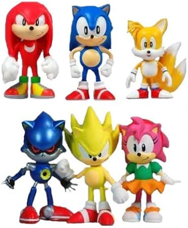 Christmas Stocking Stuffer Sonic Figure Set with Miles, Amy Rose, Metal Sonic, Knuckles and Friends (Unique Design)