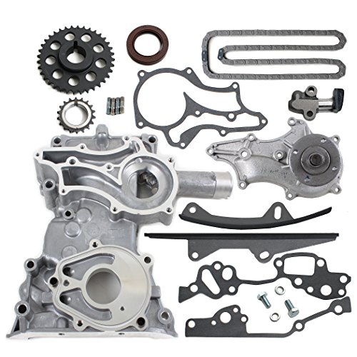 CNS HD Timing Chain Kit 2 Heavy Duty Metal Guide Rails & Bolts with Timing Cover, Water Pump Compatible with 85-95 Toyota 2.4L 4Runner Pickup Celica 4-Cylinder Engine 22RE 22REC