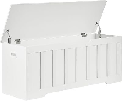 47.2 Storage Chest Extra Large,Storage Trunk with 2 Safety Hinges,Wooden Storage Bench,Shoe Bench,47.2x15.7x19.1 Inch,Easy Assembly,Storage Bench for Bedroom,Living Room,entrywayWhite.