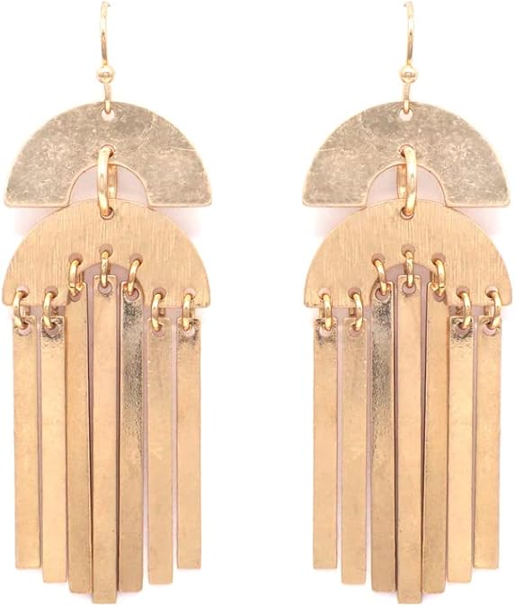 Arc Metal Drop Earrings - Filigree, Fish Hook, Fashion, For Women, Stylish Elegant