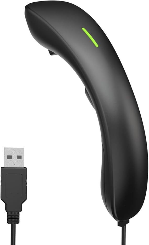 Symcode Handheld USB Barcode Scanner Wired Automatic 1D Laser Bar Code Scanner with Long USB Cable for POS Mobile Payment, Convenience Store, Supermarket, Warehouse