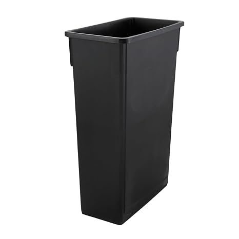Slim 23 Gallon Trash Can Black Plastic Tall Kitchen Garbage Bin Slender Space Saving Design