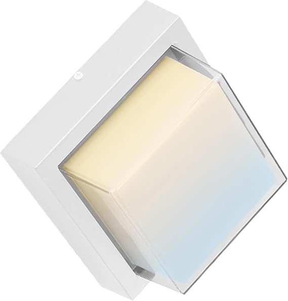 Diodesy- LED Wall Sconce Square Light Fixture White Aluminum 30K/40K/50K Color Selectable 12W (60W Equivalent) 850LM Modern Outdoor Flush Mount for Hallway Porch Entryway Garden Garage ETL Listed